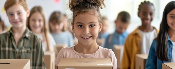 School Election: Diverse Students Participating in Voting, Democracy in Action