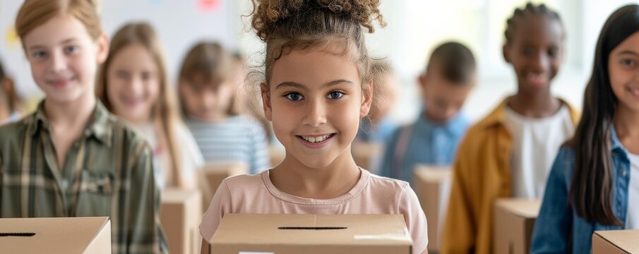 School Election: Diverse Students Participating in Voting, Democracy in Action