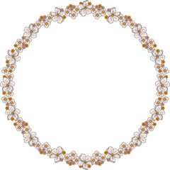 Vector Illustration of Groovy Boho Wildflower Wreath Frame