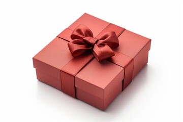 Obraz premium Red gift box with bow isolated on white background 