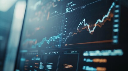 Close-up of a financial graph with sharp, clear data visualization, showing detailed trends and projections on a high-definition monitor