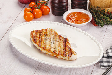 Grilled turkey fillet steak with sauce