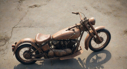 vintage motorcycle on the ground
