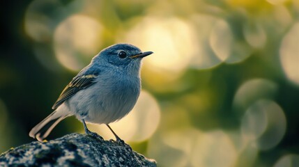 Naklejka premium Small Blue Bird Perched on a Rock