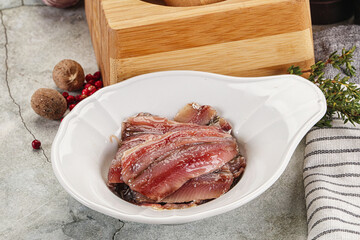 Anchvy canned fish fillet preserve