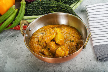 Spicy chicken masala in the bowl