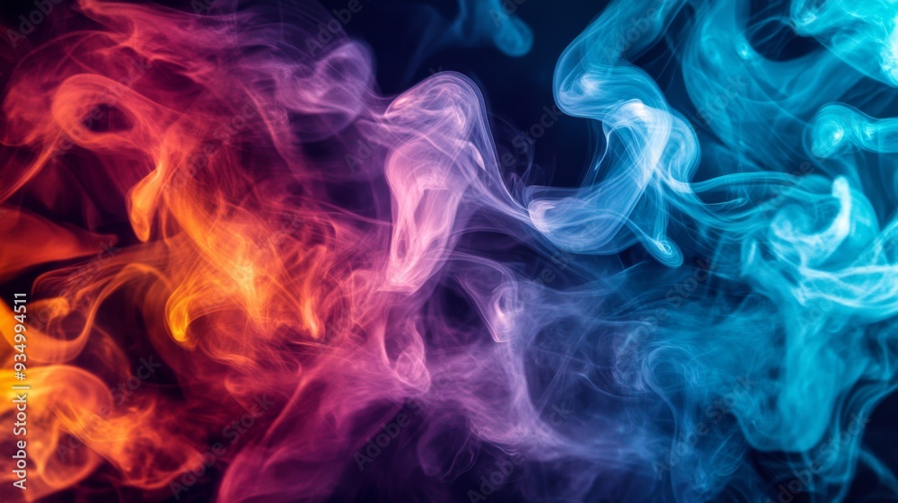 Aufkleber detailed shot of colorful smoke billowing in vibrant hues, creating dynamic, abstract patterns again