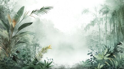 Naklejka premium Tropical Jungle Watercolor Illustration