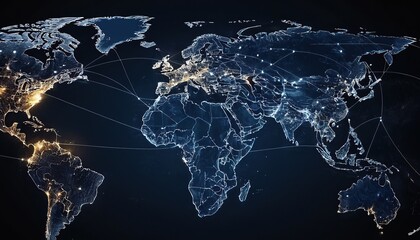 Global Business Network Illustrated Through an Interconnected World Map Concept Global Business Network Illustration Interconnected World Maps 7
