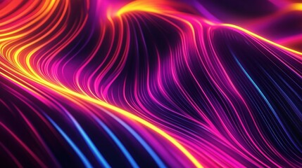 Obraz premium Abstract Neon Flow: A mesmerizing tapestry of vibrant, neon-hued lines creates an abstract, dynamic flow, perfect for backgrounds, wallpapers, and digital art.