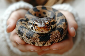 Fototapeta premium A person is holding a snake in their hands
