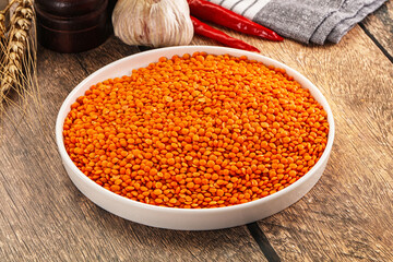 Raw red lentil for cooking