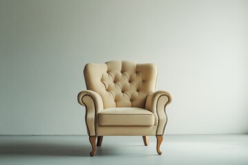Elegant cream armchair in minimalist interior