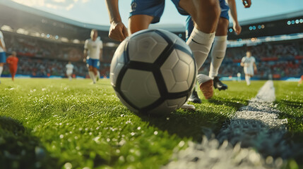 Close-up of a pickleball on a pickleball court.