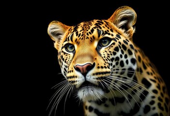 Obraz premium leopard portrait isolated on black background