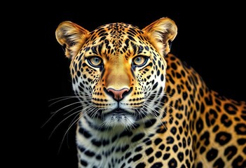 Obraz premium leopard portrait isolated on black background