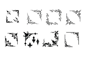 Obraz premium Elegant decorative corner silhouette vector.