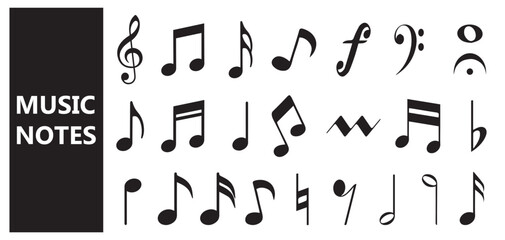 Music note icon set