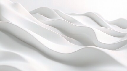 Abstract White Waves: A minimalist and serene abstract background featuring undulating white waves against a clean white backdrop. This image evokes tranquility, purity, and a sense of calm.  