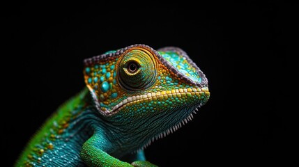 Fototapeta premium Chameleon Portrait: A Close-Up of a Vibrant Reptile