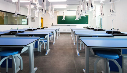 Modern chemistry laboratory of the school