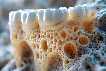 Detailed microscopic image of a pristine tooth enamel surface, highlighting the absence of imperfections, realistic, high detail, 8k