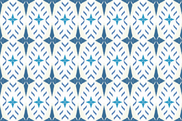 seamless pattern with blue flowers.Ikat Abstract Ethnic art.Seamless pattern in tribal,folk embroidery,and Mexican
style.Aztec geometric art ornament print.Design for carpet,cover.wallpaper,wrapping.