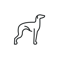 Greyhound icon. A simplified representation of a greyhound, often a symbol of loyalty, companionship, and domestic life. Perfect for use in pet care, veterinary services. Vector illustration 
