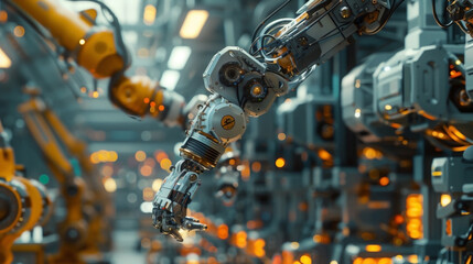 Fototapeta premium the intricate details of the robotic arms and machinery, showcasing their precision and efficiency. 