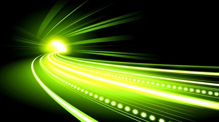 Abstract Green and Yellow Light Streaks on Curved Surface
