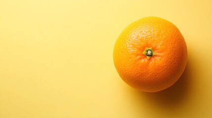 A Single Orange on Yellow Background