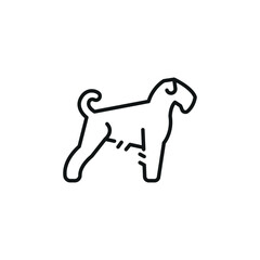 Airedale Terrier icon. A simplified representation of a seated dog, often a symbol of loyalty, companionship, and domestic life. Perfect for use in pet care, veterinary services. Vector illustration 