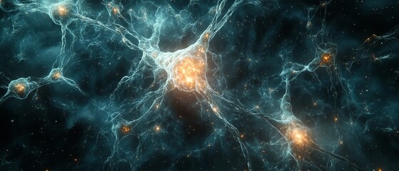Abstract Visualization of Neurons and Synapses, Depicting Neural Networks in the Human Brain