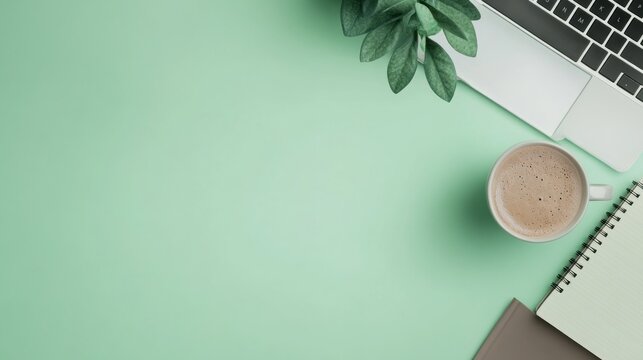 Minimalist Workspace with Coffee and Notebook