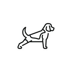 Beagle icon. A simplified representation of a Beagle, often a symbol of loyalty, companionship, and domestic life. Perfect for use in pet care, veterinary services. Vector illustration 