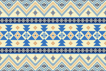 Blue Beige Color of Native American pattern, Navajo design. Native American ornament. Abstract geometric background traditional ethic for decoration, fabric, textile, fashion.