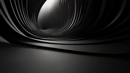 Abstract Black Tunnel: A mesmerizing abstract image of a black tunnel, characterized by its sleek, minimalist design and ethereal light at the end, creating a sense of depth and mystery. 