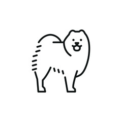 Samoyed icon. A simplified representation of a Samoyed, often a symbol of loyalty, companionship, and domestic life. Perfect for use in pet care, veterinary services. Vector illustration 