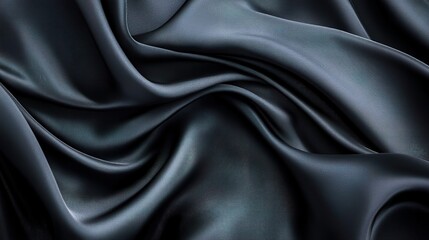 Obraz premium Ebony Elegance: Luxurious black silk drapes in sensuous folds, a study in texture and light.