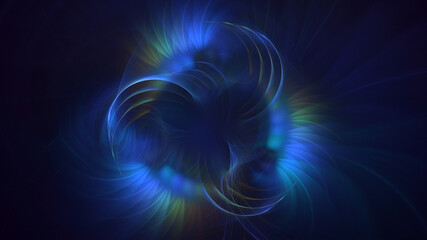 3D manual Fractal illustration. Abstract rendering multicolor technology light background. The illustration is not generated by AI.