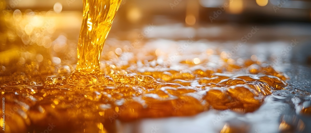 Poster photography concept showcasing the intricate and dynamic process of refining and processing raw mate