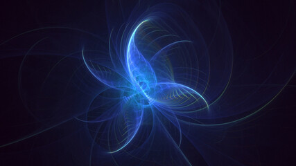 3D rendering abstract blue fractal light background. Its not AI Generatd illustration.