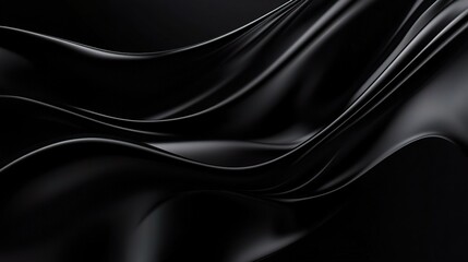 Obraz premium Abstract Black Silk Drape - Elegant, smooth, and luxurious, a black silk fabric drapes gracefully, creating a visually captivating abstract backdrop. 