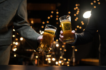 Celebrate whiskey on a friendly party in restaurant