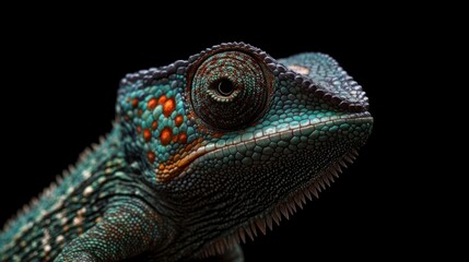 Close-Up Portrait of a Chameleon with Vivid Colors