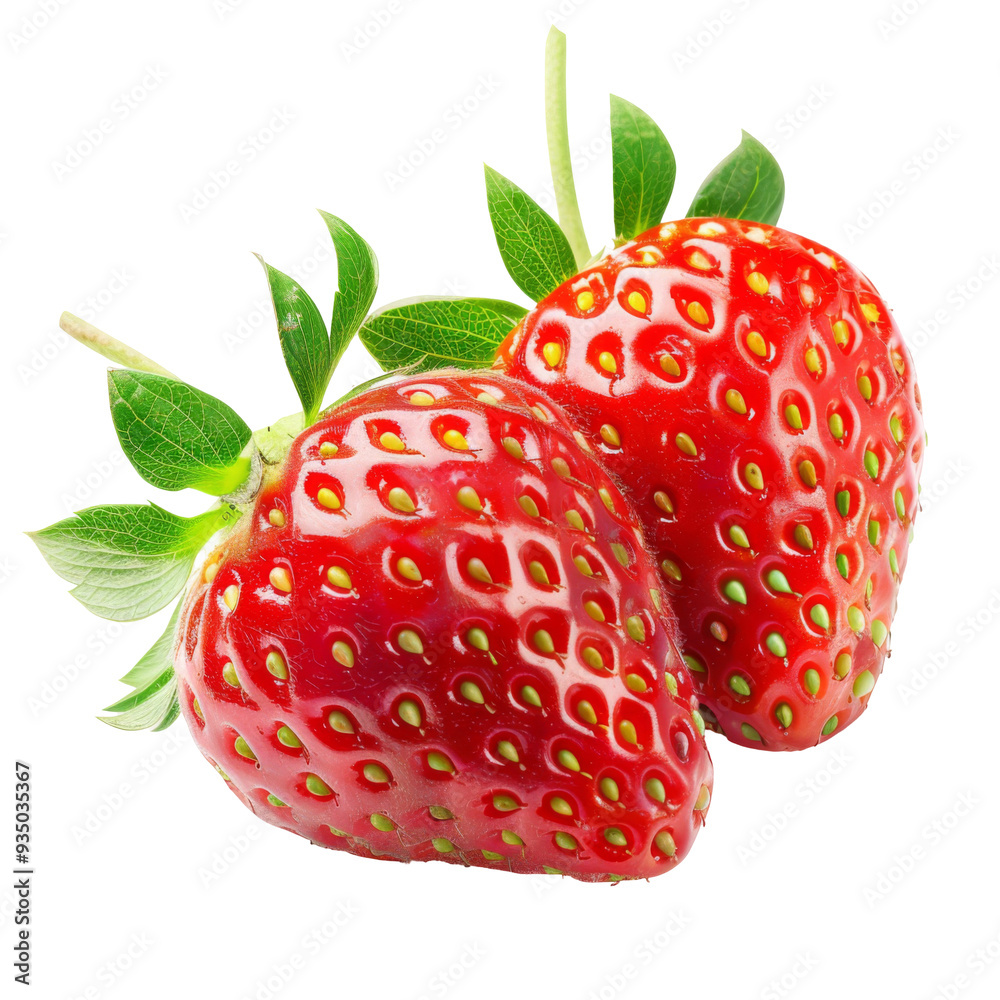 Sticker strawberries isolate on white or transparent background