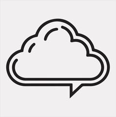 cloud chat icon Vector silhouette illustration icon on a white background