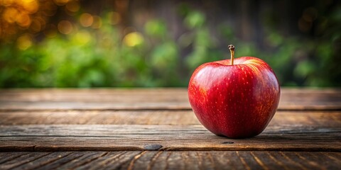 Red apple resting on rustic wooden table , fruit, healthy, organic, fresh, natural, agriculture, harvest, farm, nutrition