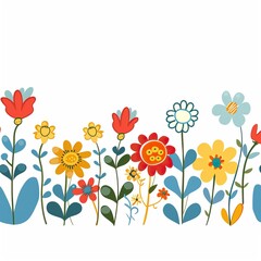 Horizontal Cartoon Flower Border 