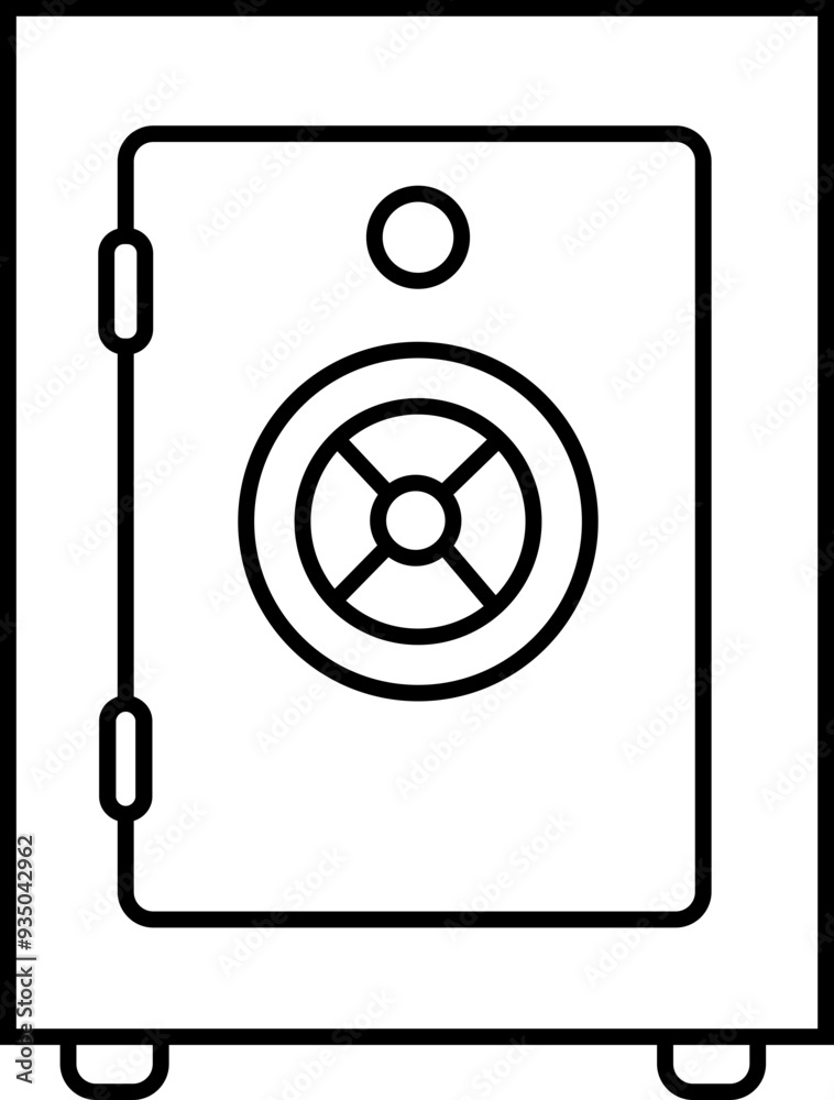Poster safe deposit box icon. closed safe and object that are stored in it such as money and security. stro